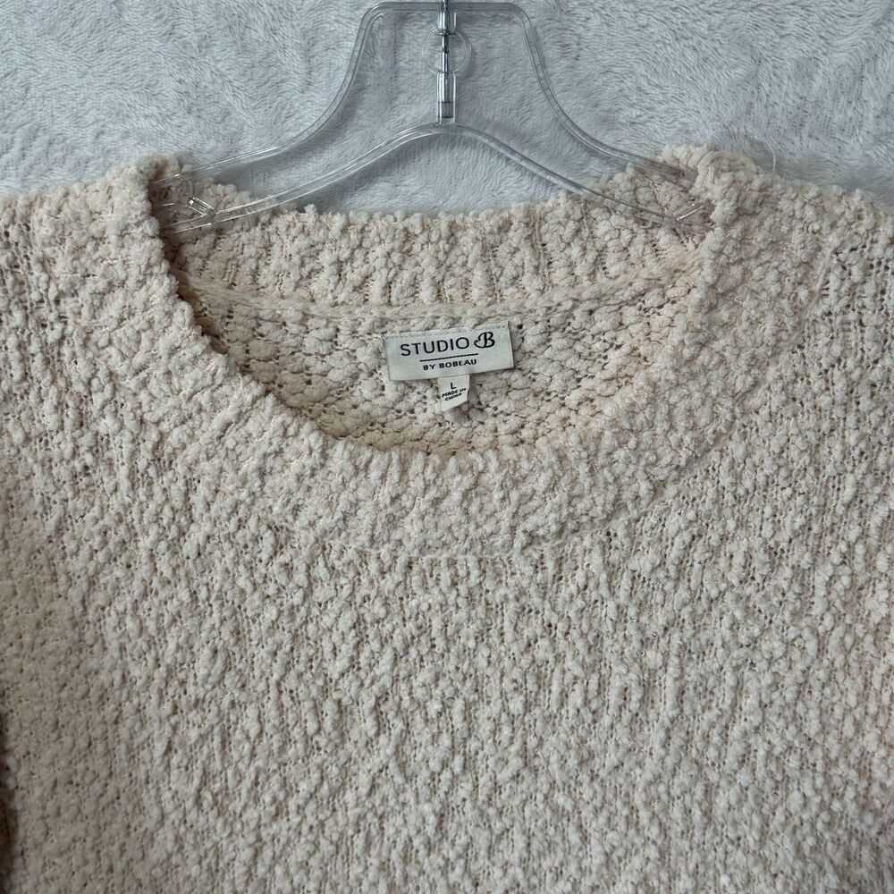 Studio B By Bobeau Pale Pink Textured Popcorn Sweater Women's Large - Picture 4 of 13